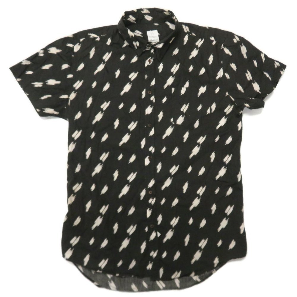 Assembly Label Sportswear Button Up Shirt Mens Large Short Sleeve Black‎ Cotton
